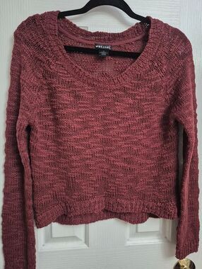 Wet Seal Mauve Raspberry Open Knit Crewneck Sweater S